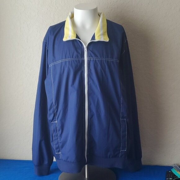 IZOD XXL Blue zip-up windbreaker with yellow neck - Picture 1 of 7